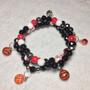 Basketball Beaded Bracelet Set.